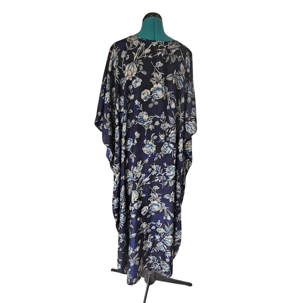 Vintage California Dynasty Women's Full length Kaftan Kimono, Blue, One Size - Picture 3 of 13
